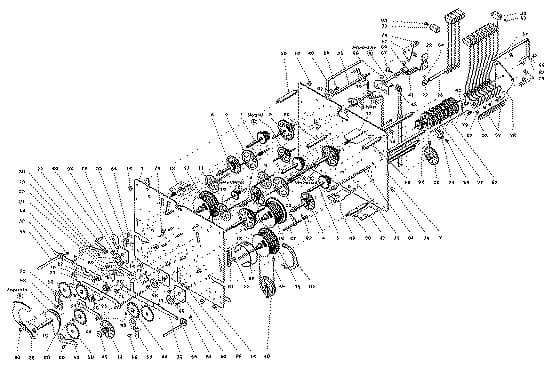 A drawing of the parts of an airplane.